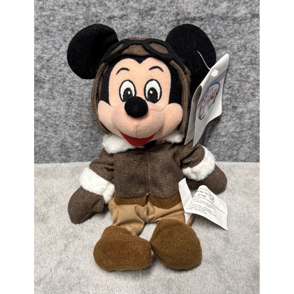 Disney Store - Pilot Mickey Mouse - Captain Aviation Flight Bean Bag Plush *NWT